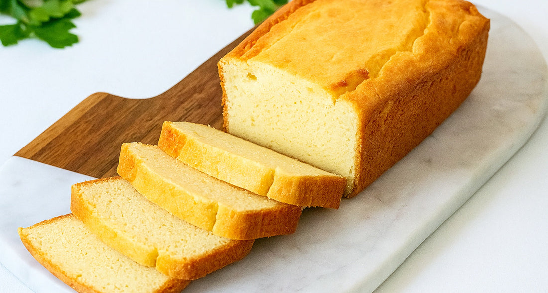 freshly baked keto bread loaf made with coconut flour