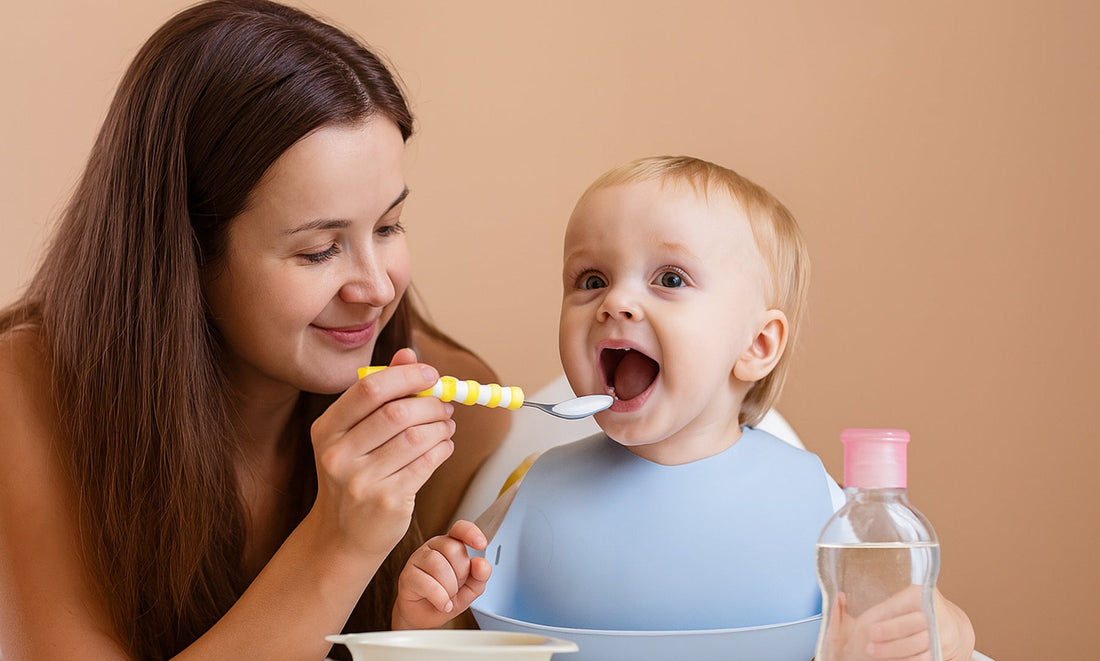 virgin coconut oil being used as healthy baby food for better nutrition and digestion