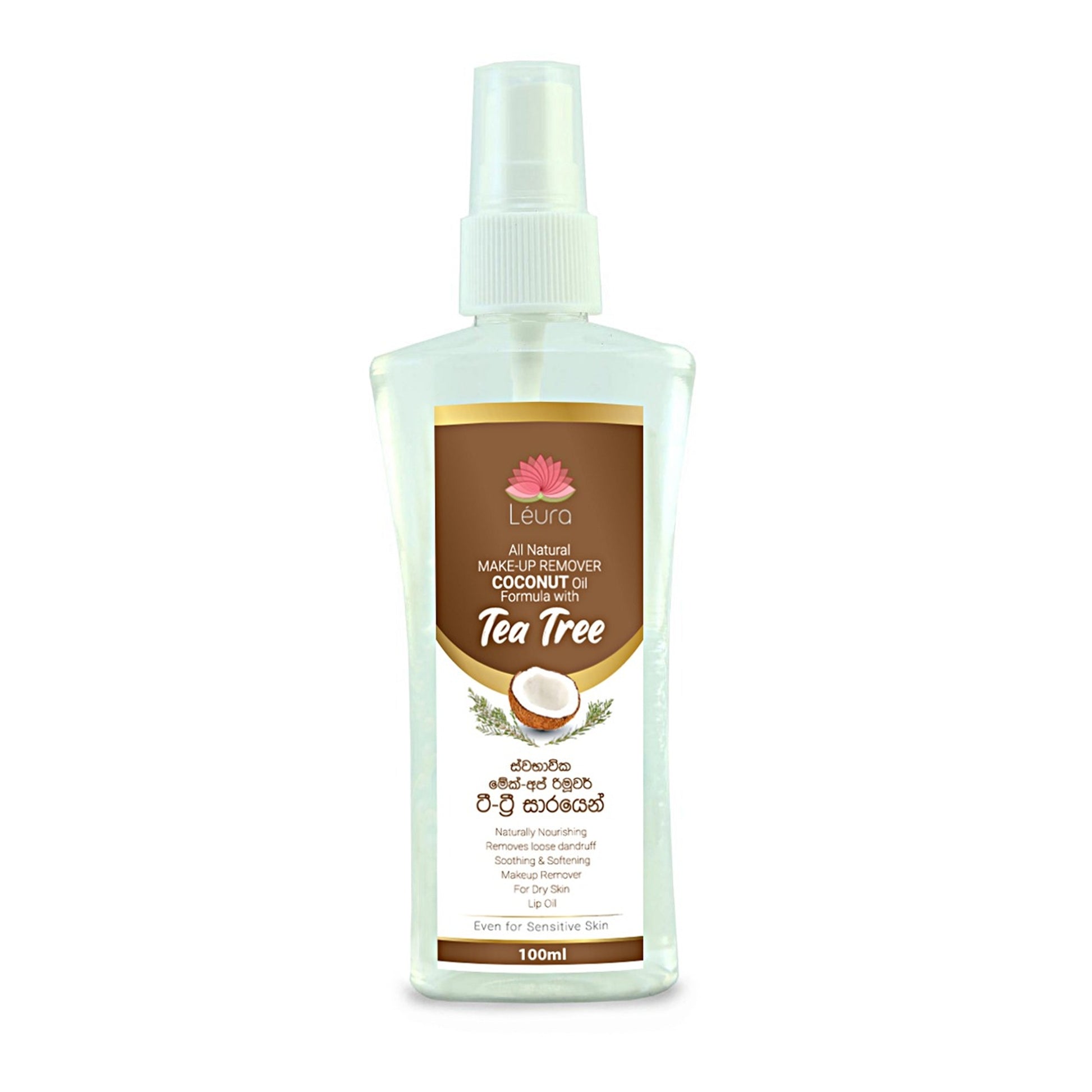 100ml bottle of Natural Tea Tree & Virgin Coconut Oil Make up Remover