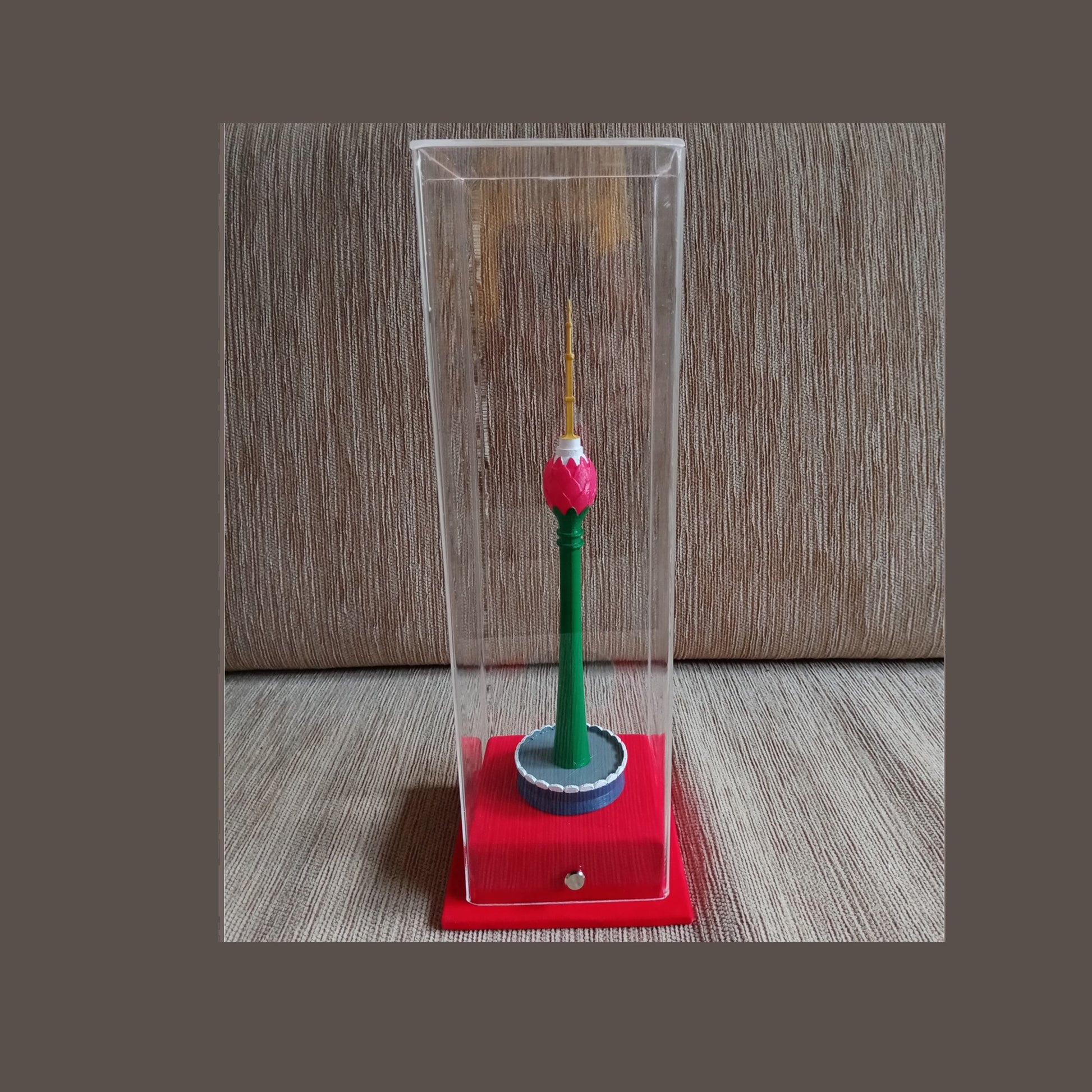 4.5-inch tall Sri Lanka Lotus Tower architectural model, full color, made from biodegradable PLA, with its gift box.