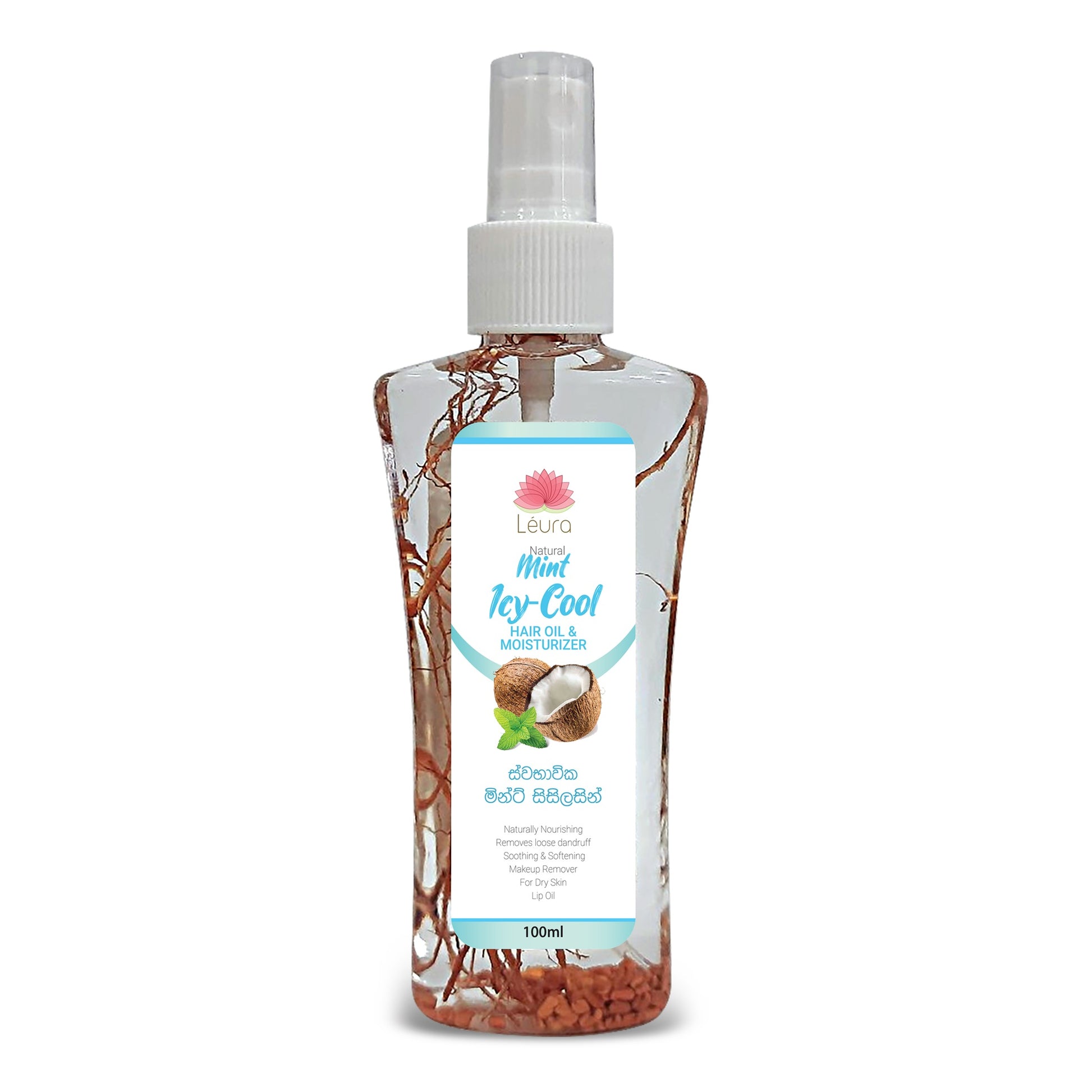 100ml bottle of Natural Mint & Virgin Coconut Hair & Body Oil